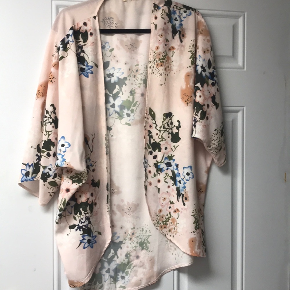Pink floral kimono